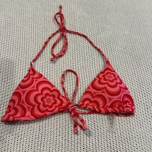 Red Floral Bikini Top